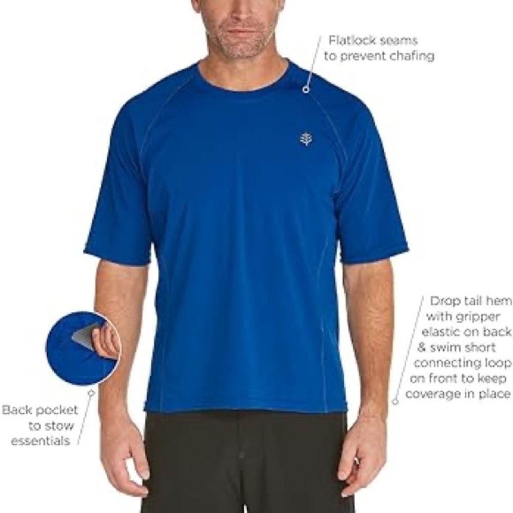 Coolibar UPF 50+ Men's Hightide Short Sleeve Swim Shirt - Sun Protective